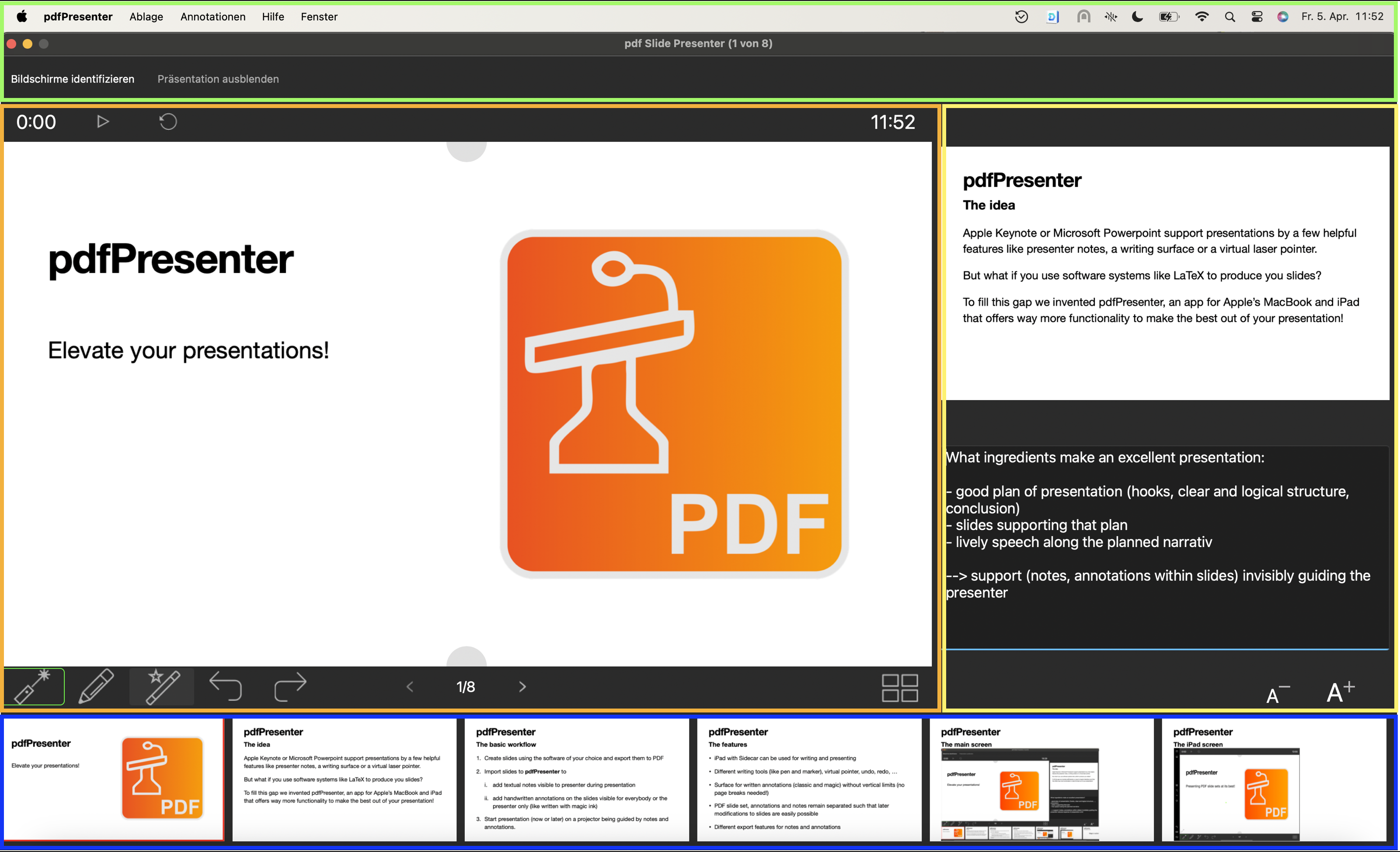 pdfPresenter Hauptfenster